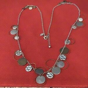 32 inch AEO necklace with multiple coin silver & bronze lookstatement necklace